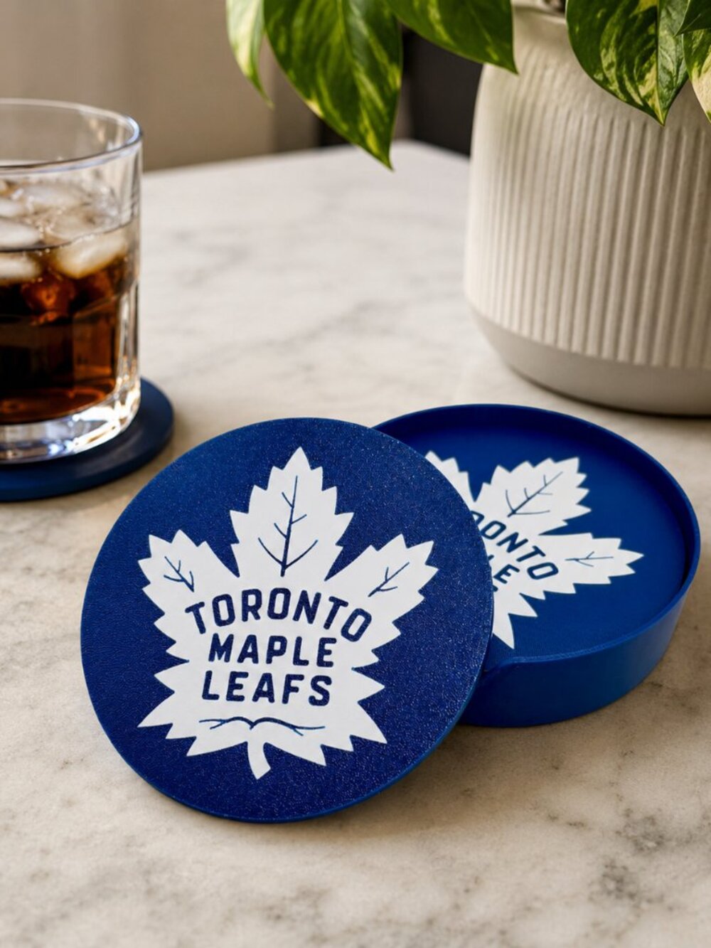 Toronto Maple Leafs 3D Printed Coasters Set – NHL Hockey Drink Coasters